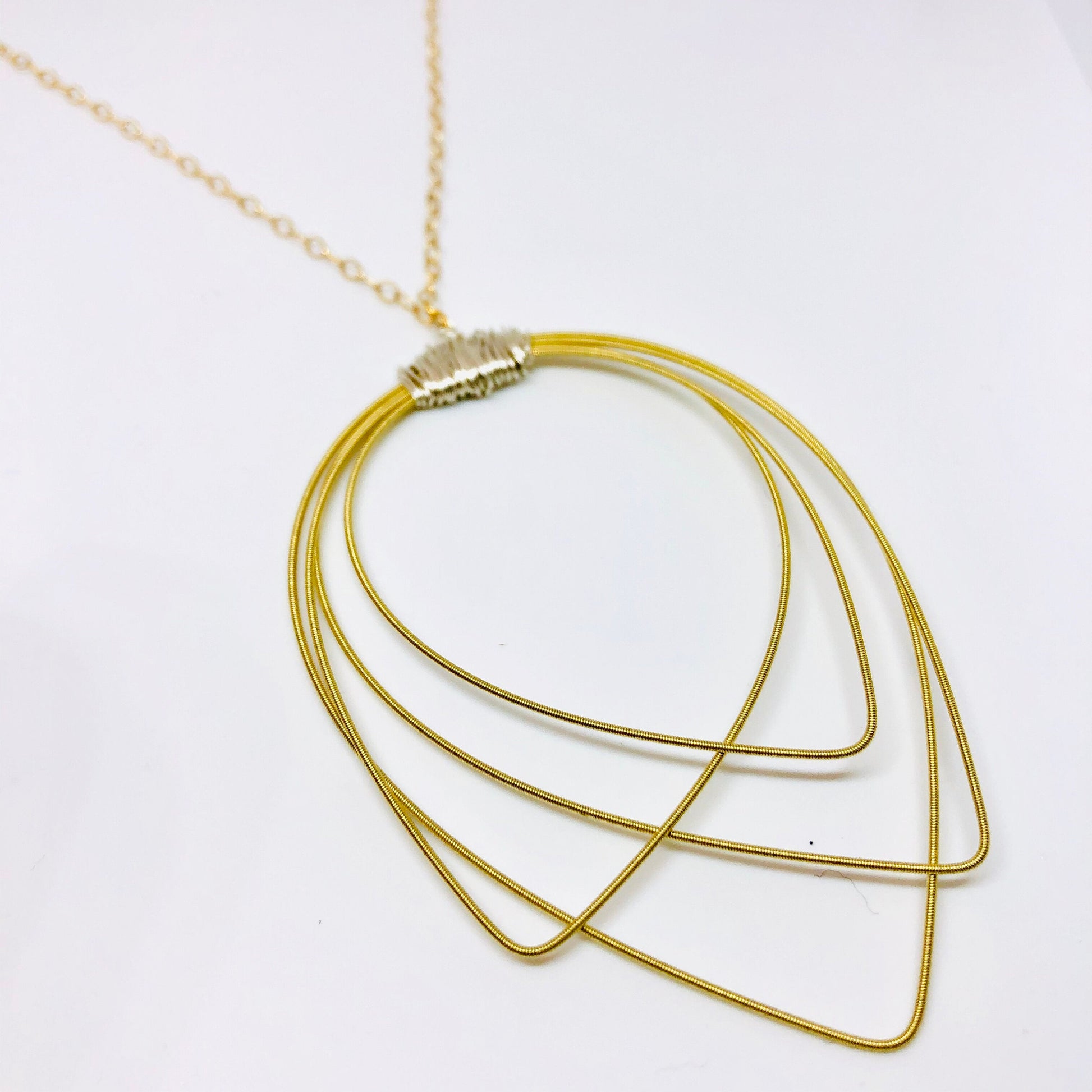 Backstage Pass Necklace- Made with Recycled Guitar String- Choose Gold or Mixed metal- ReStrung Jewelry- Long Necklace- Gold Necklace