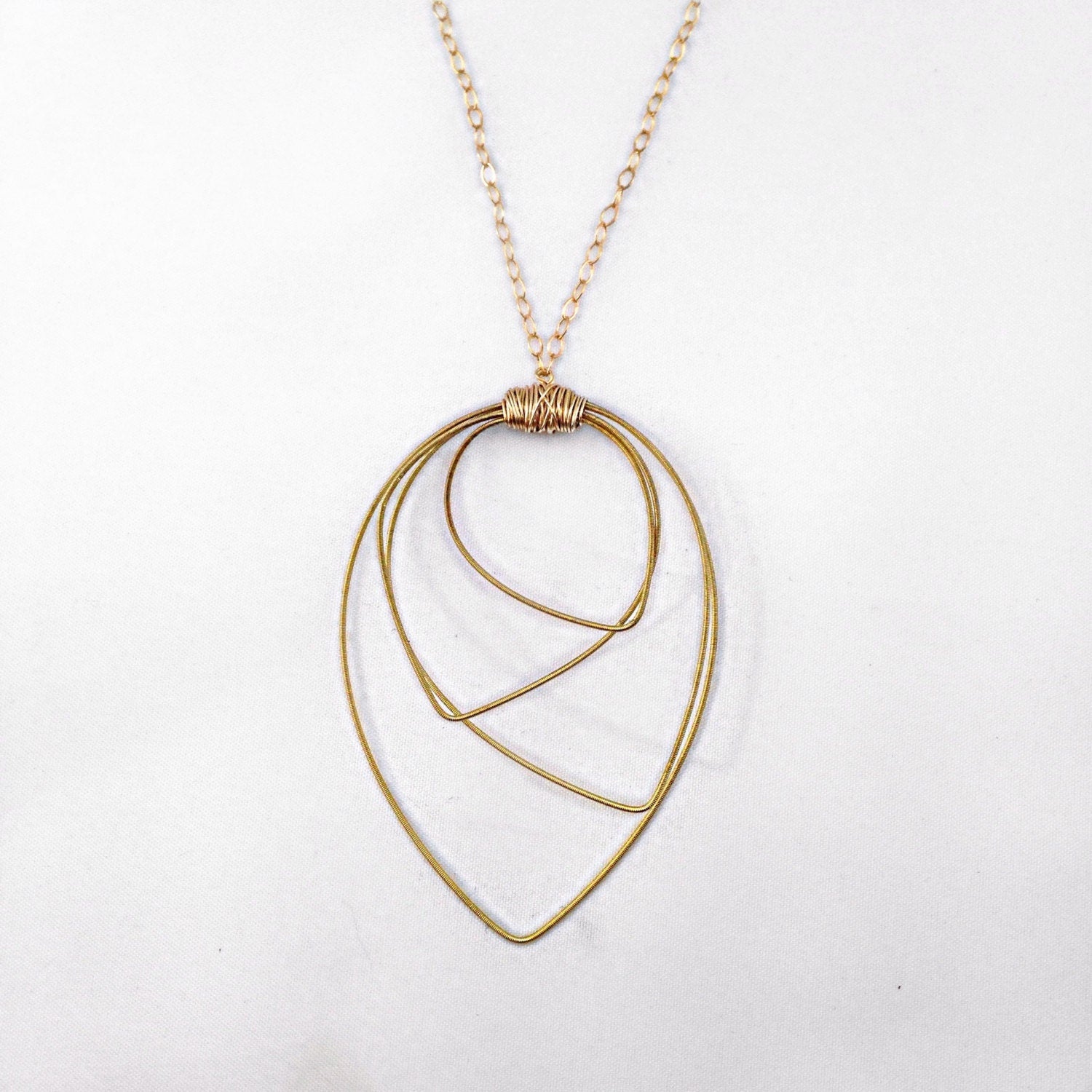 Backstage Pass Necklace- Made with Recycled Guitar String- Choose Gold or Mixed metal- ReStrung Jewelry- Long Necklace- Gold Necklace