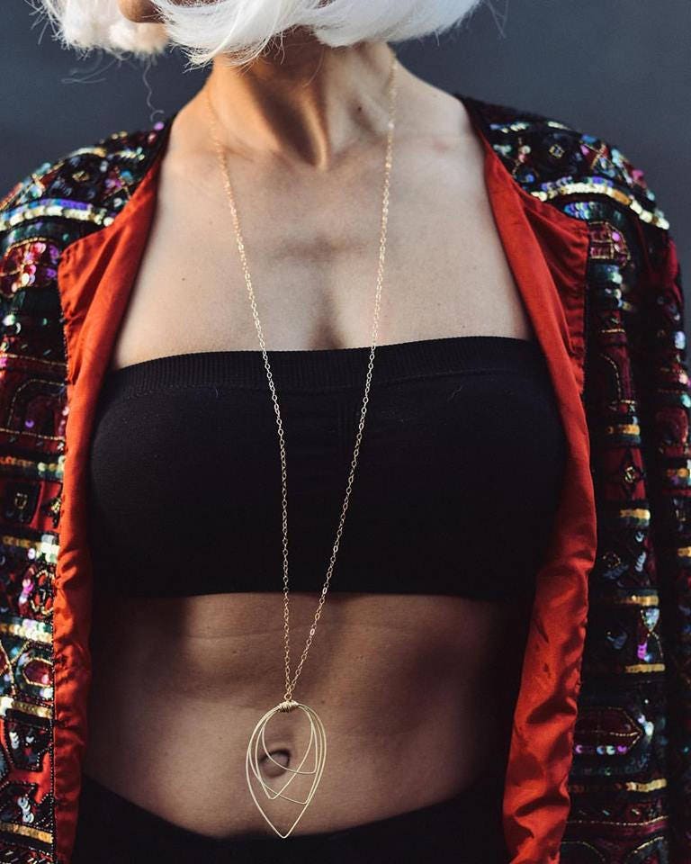 Backstage Pass Necklace- Made with Recycled Guitar String- Choose Gold or Mixed metal- ReStrung Jewelry- Long Necklace- Gold Necklace