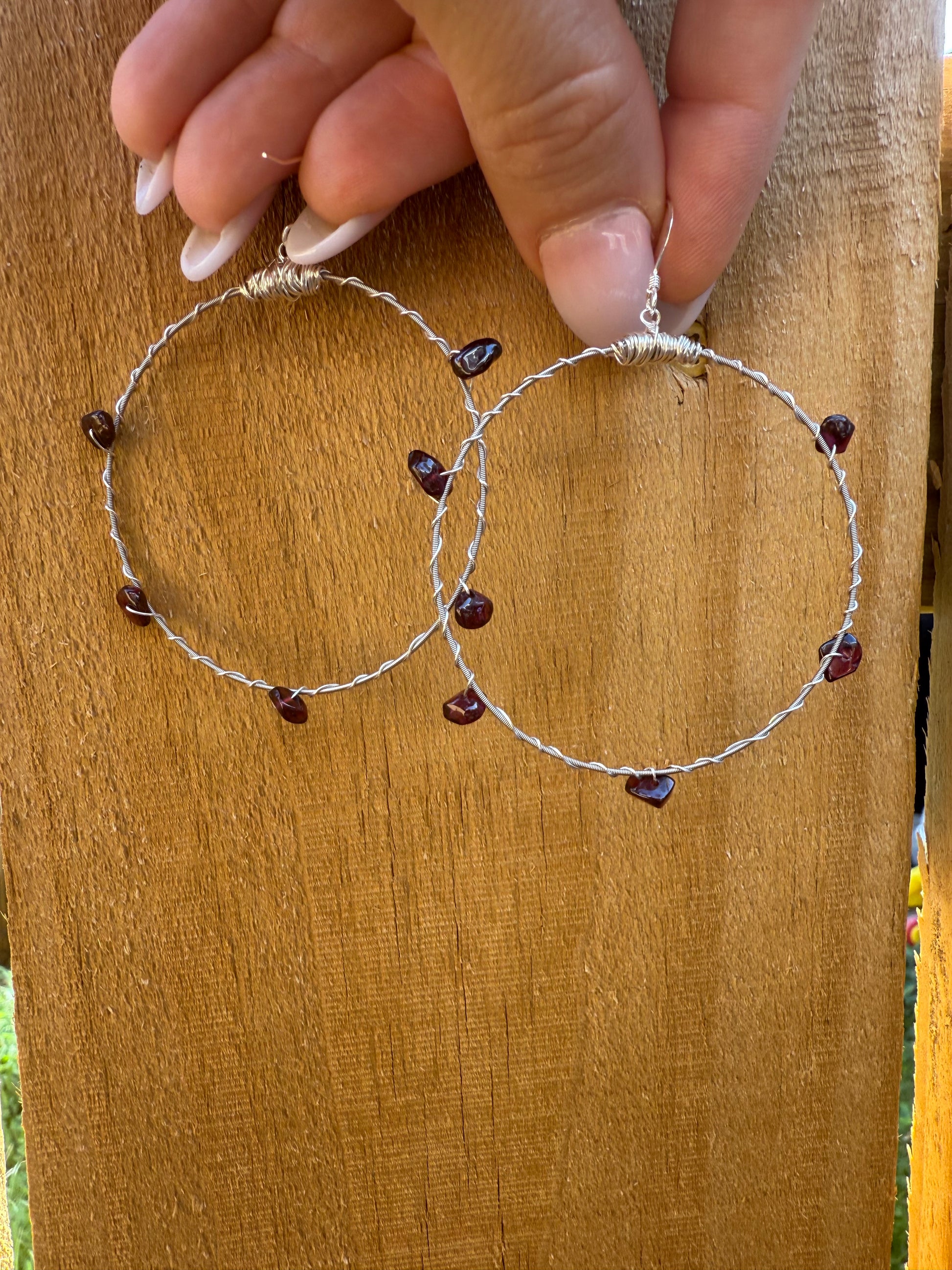 Gemstone Bangle Hoop Earrings