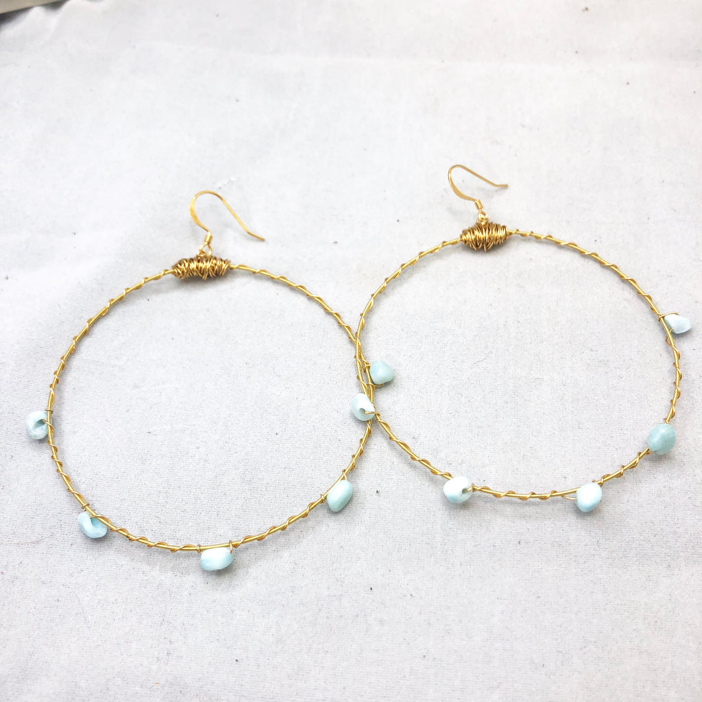 Gemstone Bangle Hoop Earrings