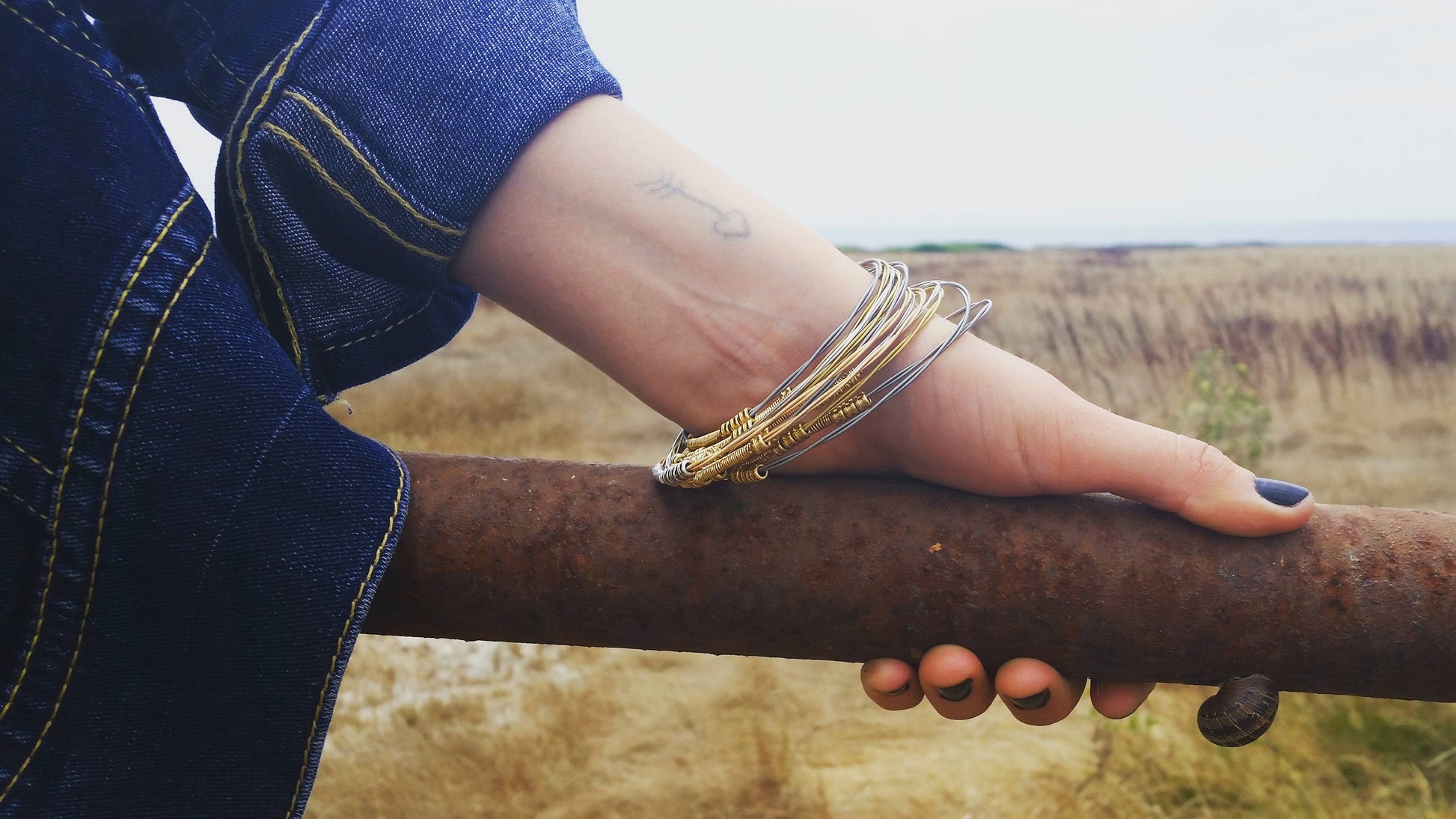 Recycled Guitar String Bangles-Choose Gold, Silver or Rose Gold- Upcycled, Eco-Friendly, Stackable Lightweight, Mix-n-Match
