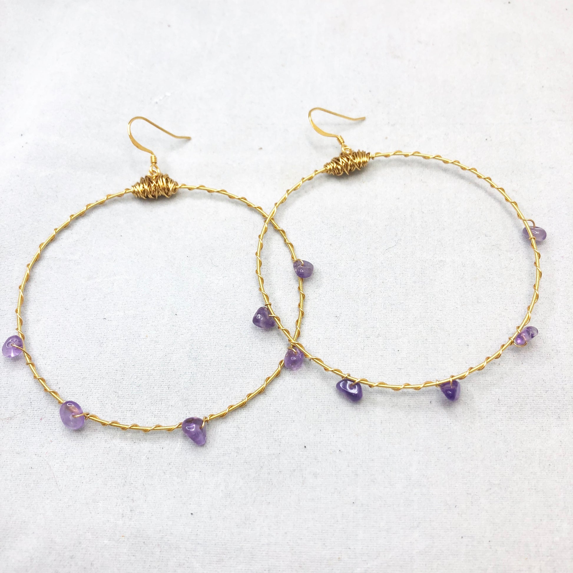 Gemstone Bangle Hoop Earrings