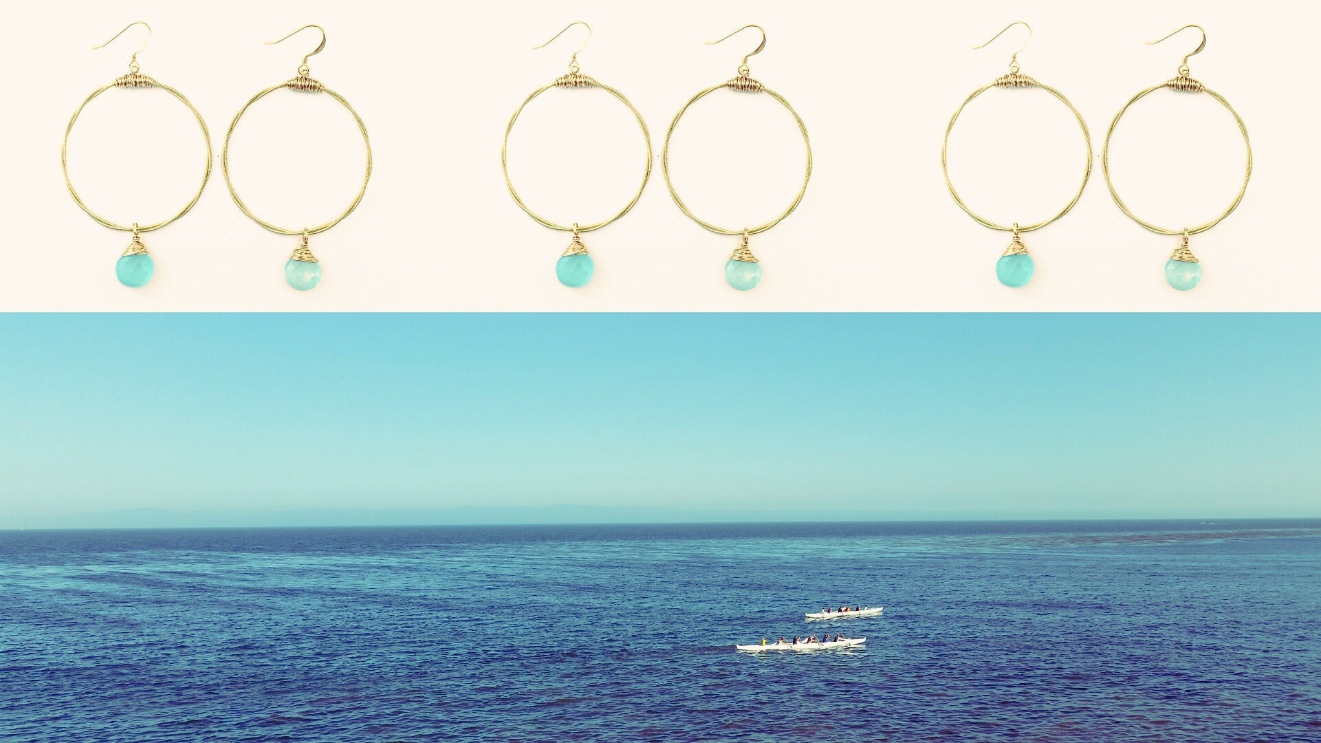 Guitar String Hoop Earrings- Choose your Size and Gemstone (Shown: Turquoise/Small)- Handmade out of Recycled Guitar Strings from NOLA