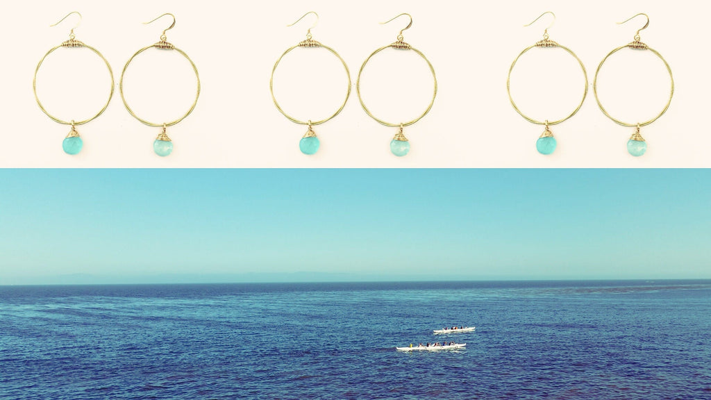 Guitar String Hoop Earrings- Choose your Size and Gemstone (Shown: Turquoise/Small)- Handmade out of Recycled Guitar Strings from NOLA