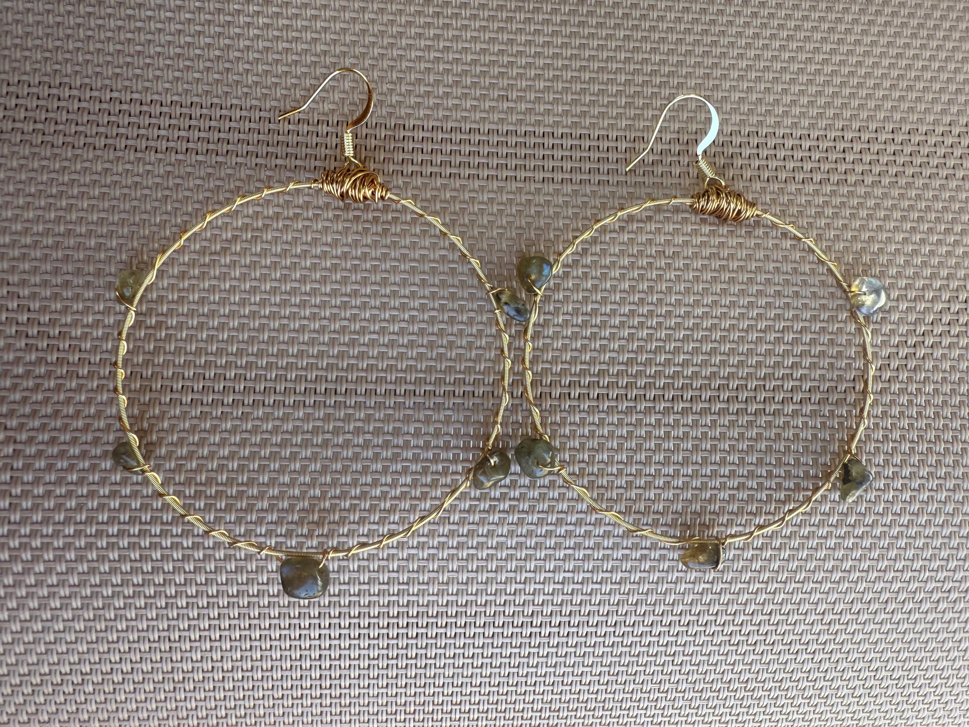 Gemstone Bangle Hoop Earrings