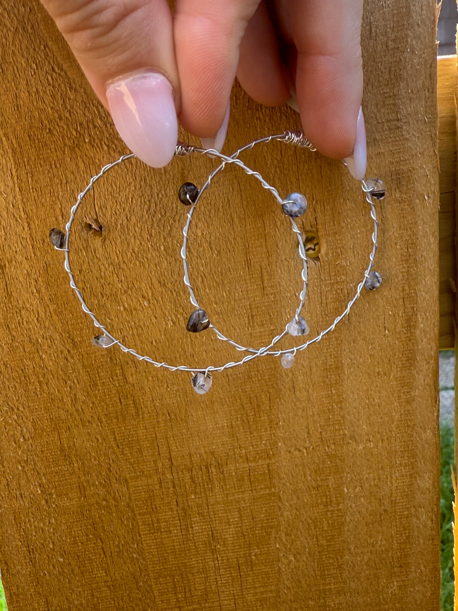 Gemstone Bangle Hoop Earrings