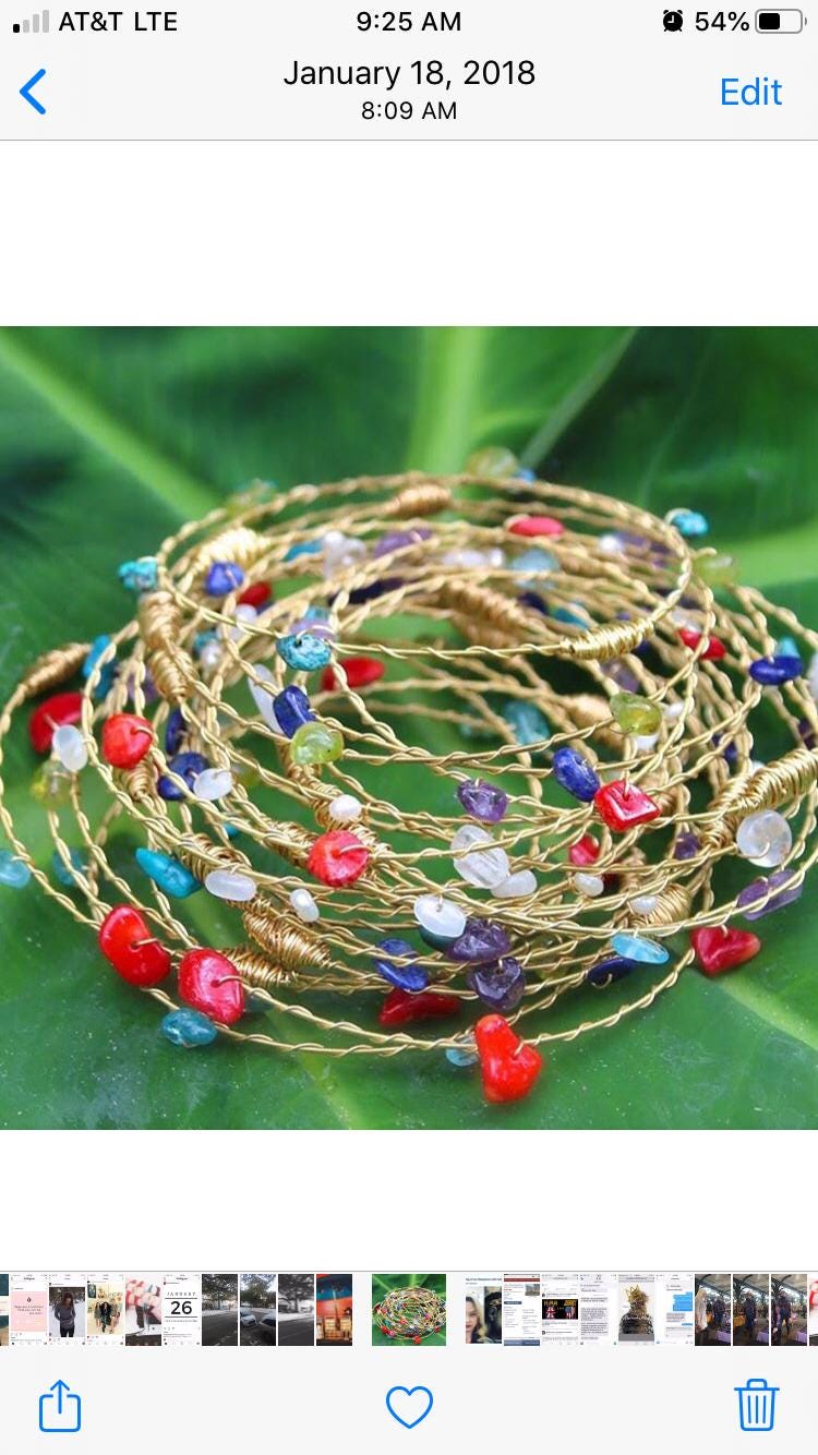 Birthstone of the Month Bangles- Made with Recycled Guitar Strings. Choose your favorite stones!