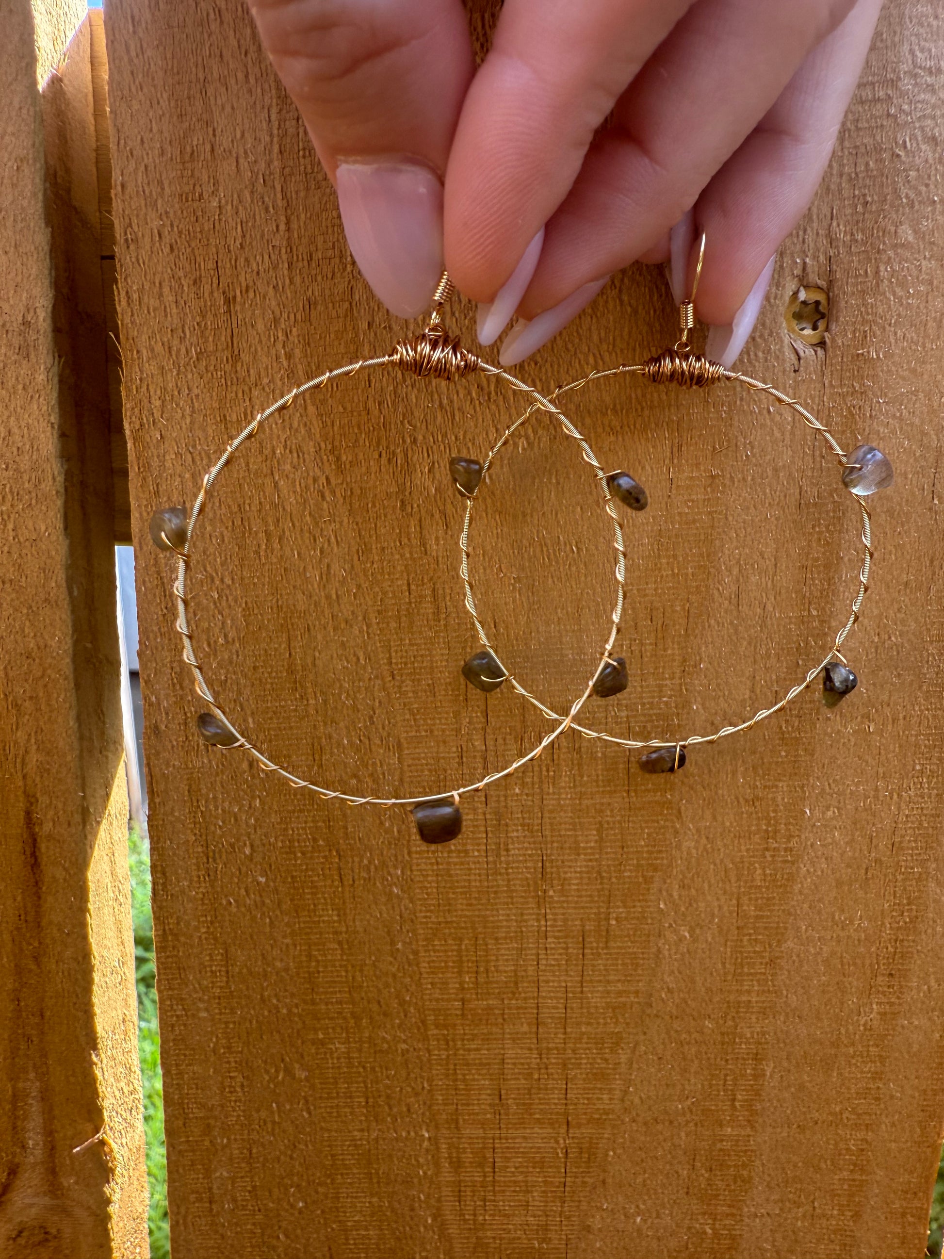 Gemstone Bangle Hoop Earrings