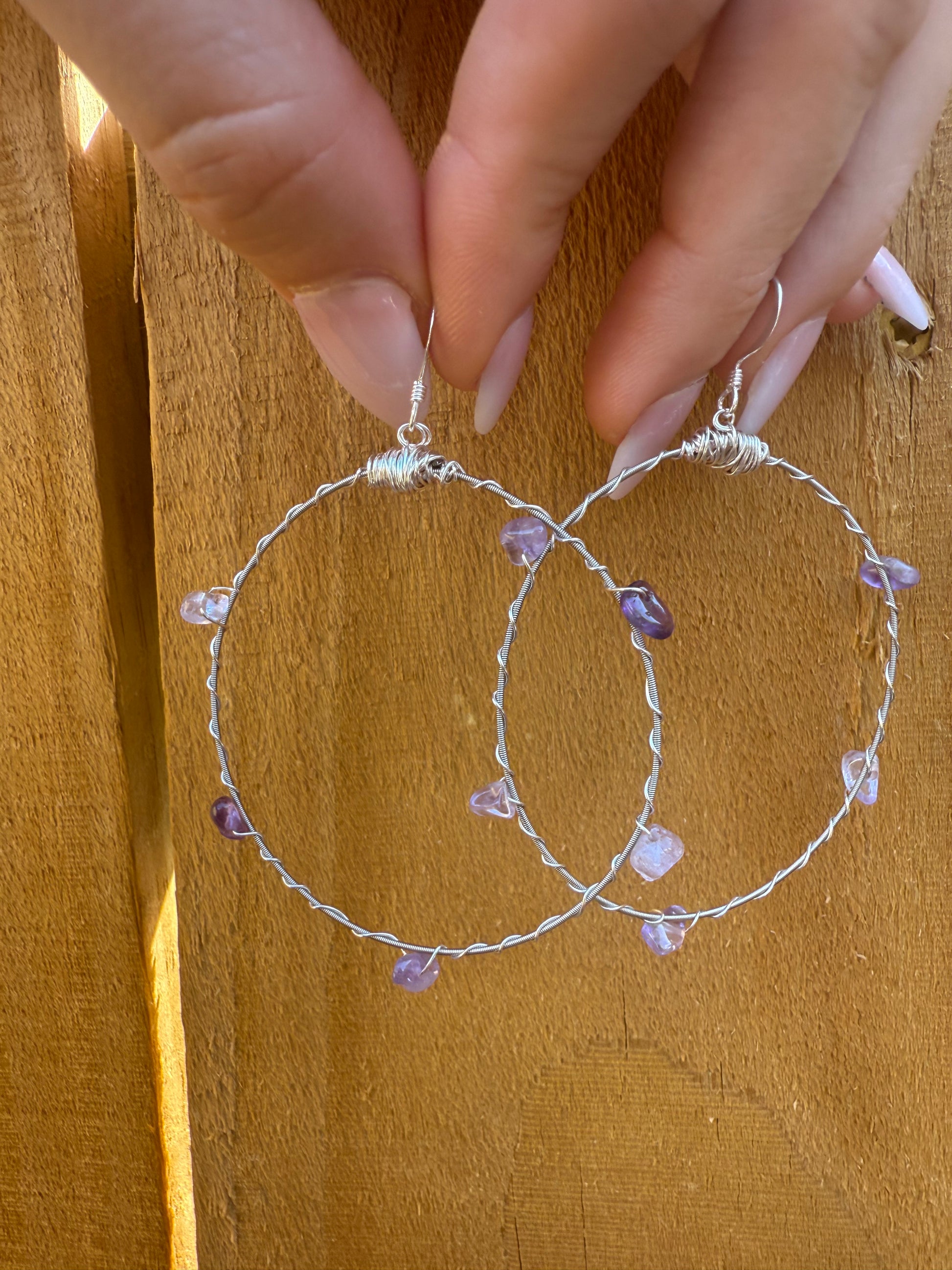 Gemstone Bangle Hoop Earrings