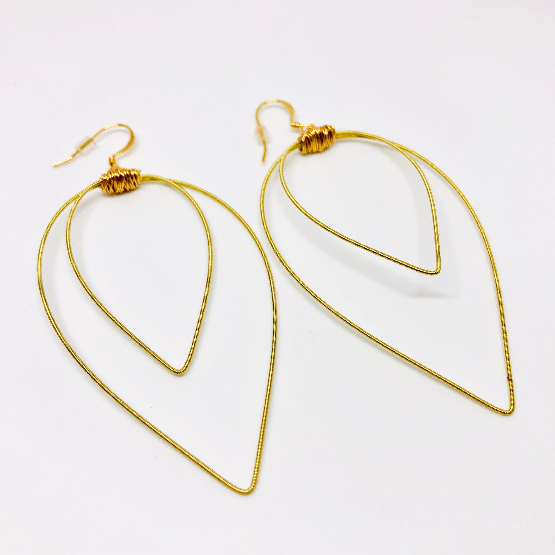 Double Pic Earring- Made with Recycled Guitar Strings- Choose Gold or Mixed Metal- ReStrung Jewelry- Loop Style Earring- Big & Light Earring