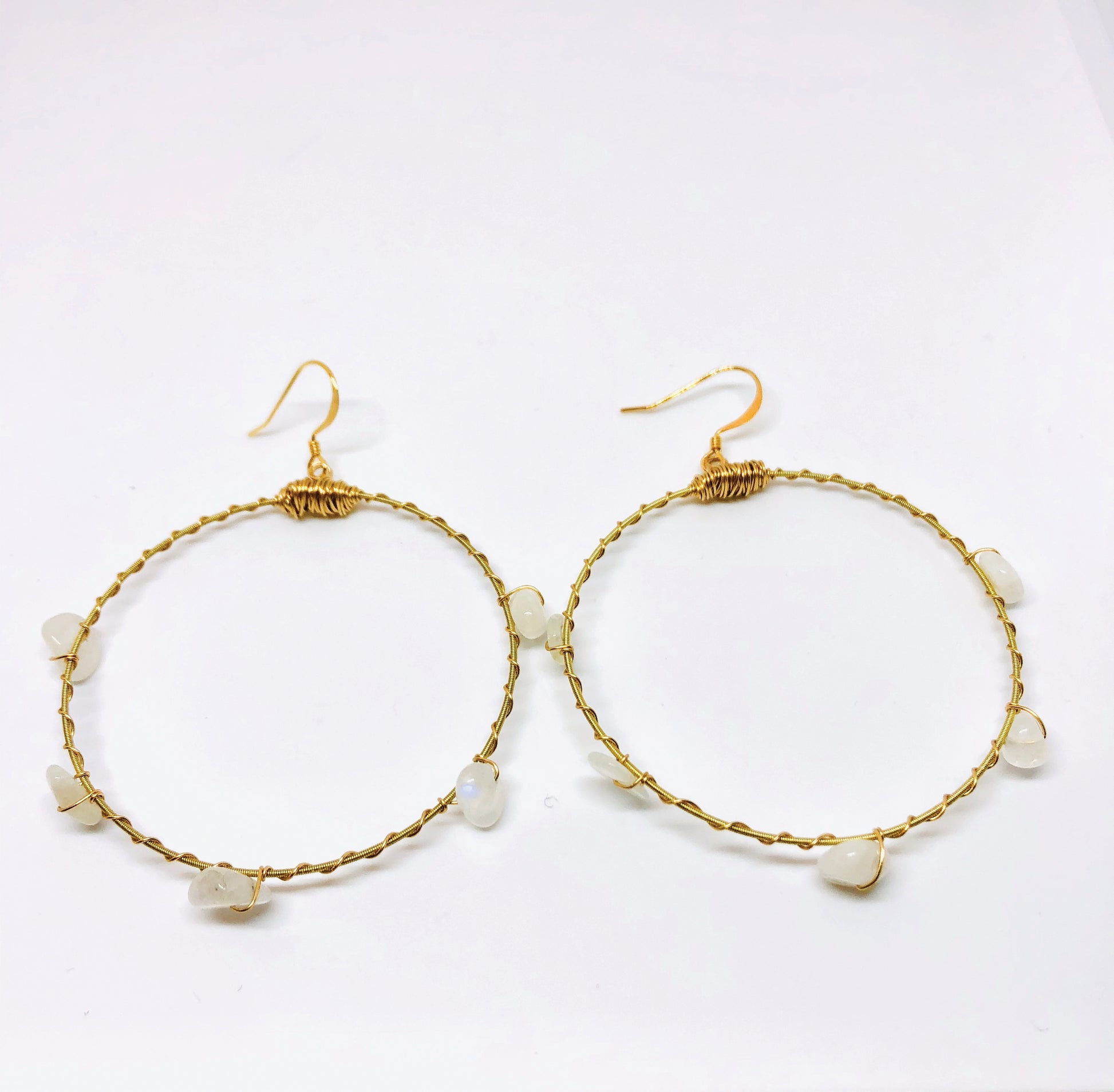 Gemstone Bangle Hoop Earrings