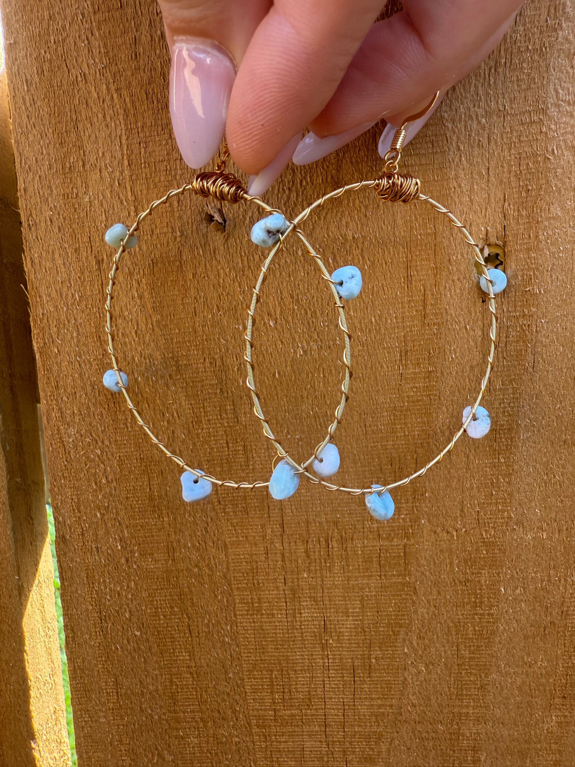 Gemstone Bangle Hoop Earrings