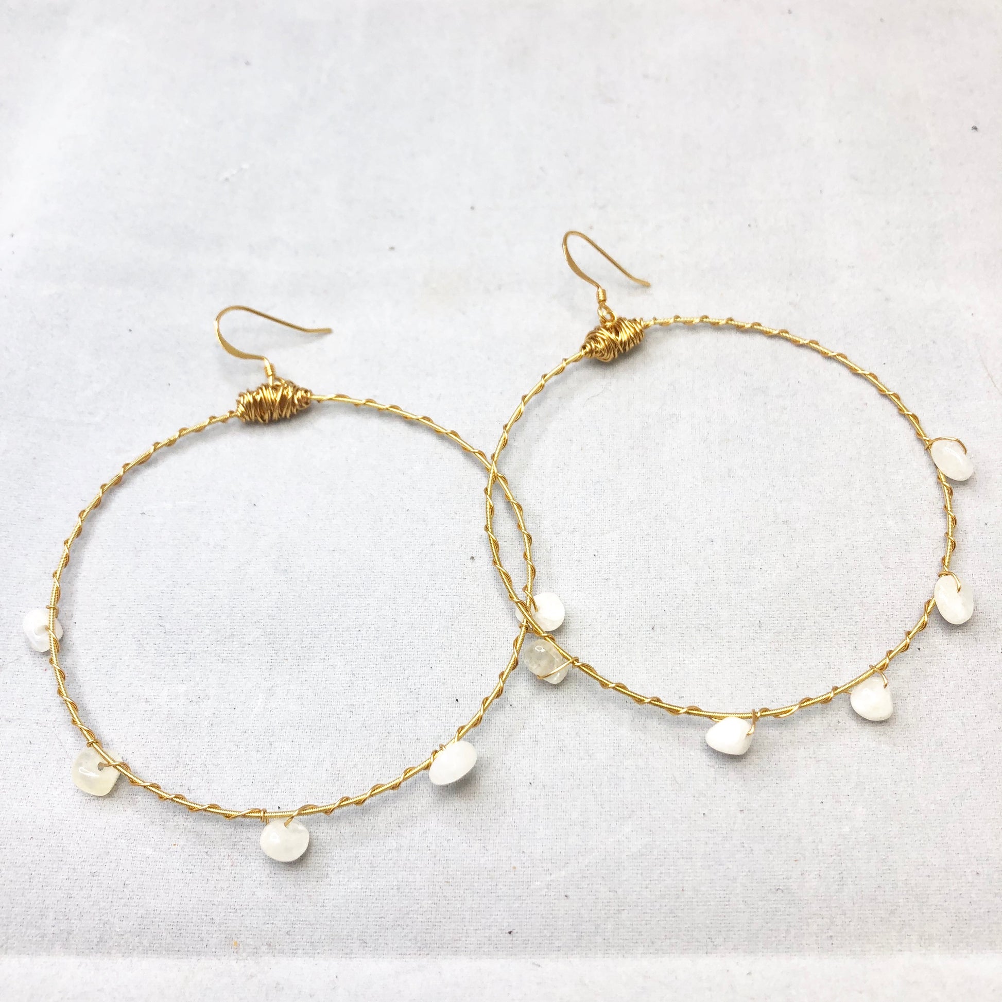 Gemstone Bangle Hoop Earrings
