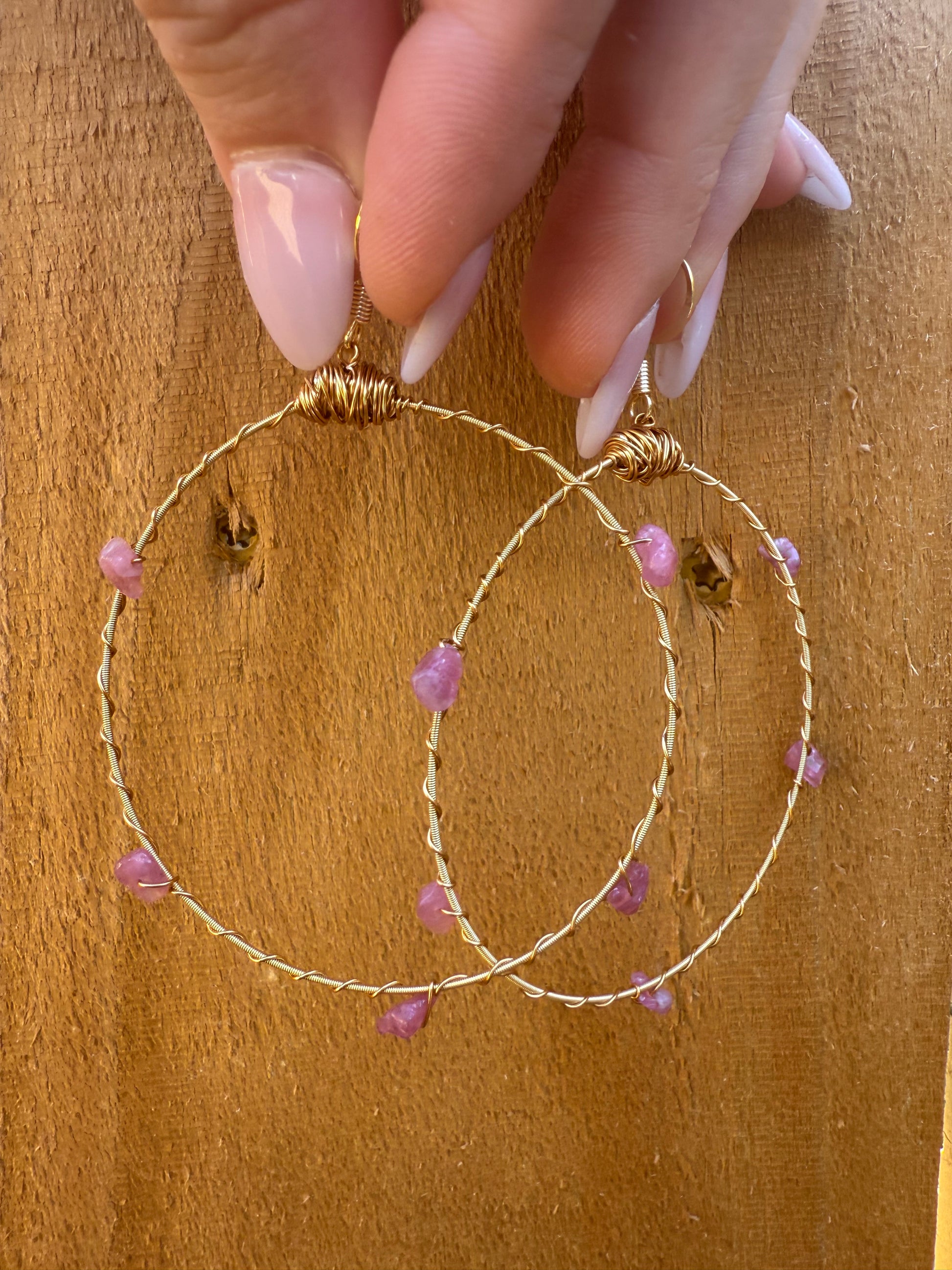 Gemstone Bangle Hoop Earrings