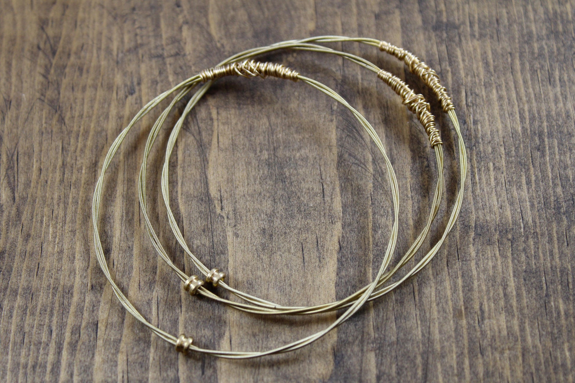 Guitar String Bracelets-Set of 3-Bangles-Stackable-Recycled Guitar String Jewelry- Choose Your Metal-Plain, Lightweight, Stacking Bracelets