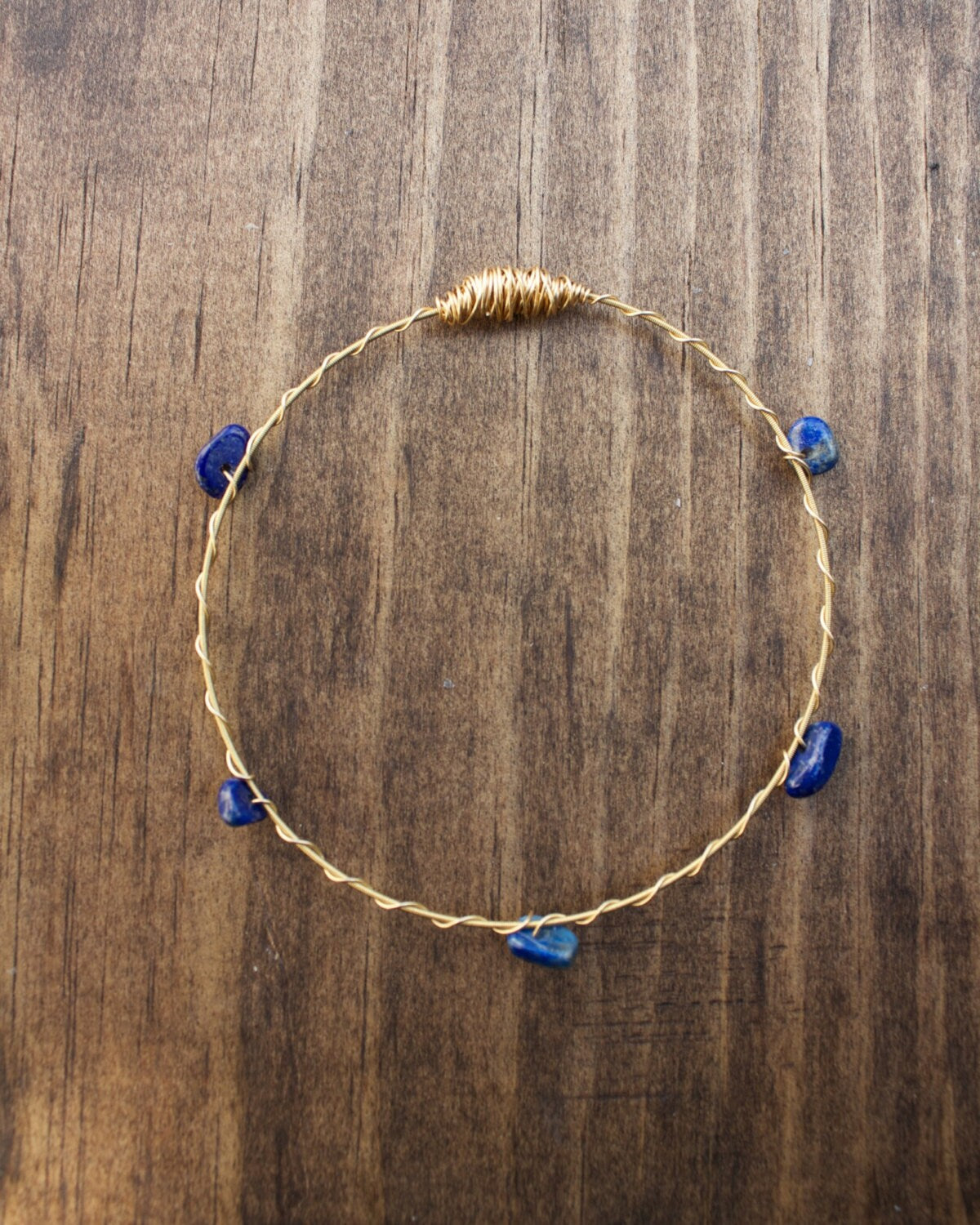 Lapis Bangles 3pc Set- Made From Recycled Guitar Strings from New Orleans- Choose Your Own Ston