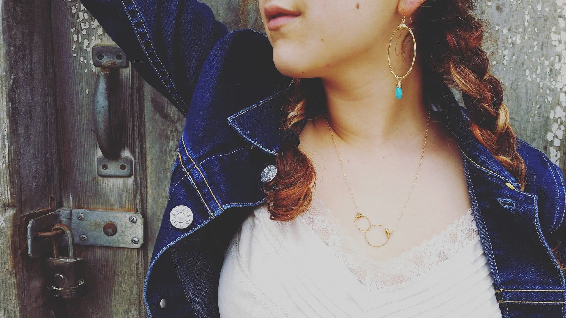 Guitar String Hoops- Choose your Size and Gemstone- Recycled Boho Chic- Semi-Precious Stone Hoop- Gold Hoop- Light Weight Hoop- Dangle Hoop