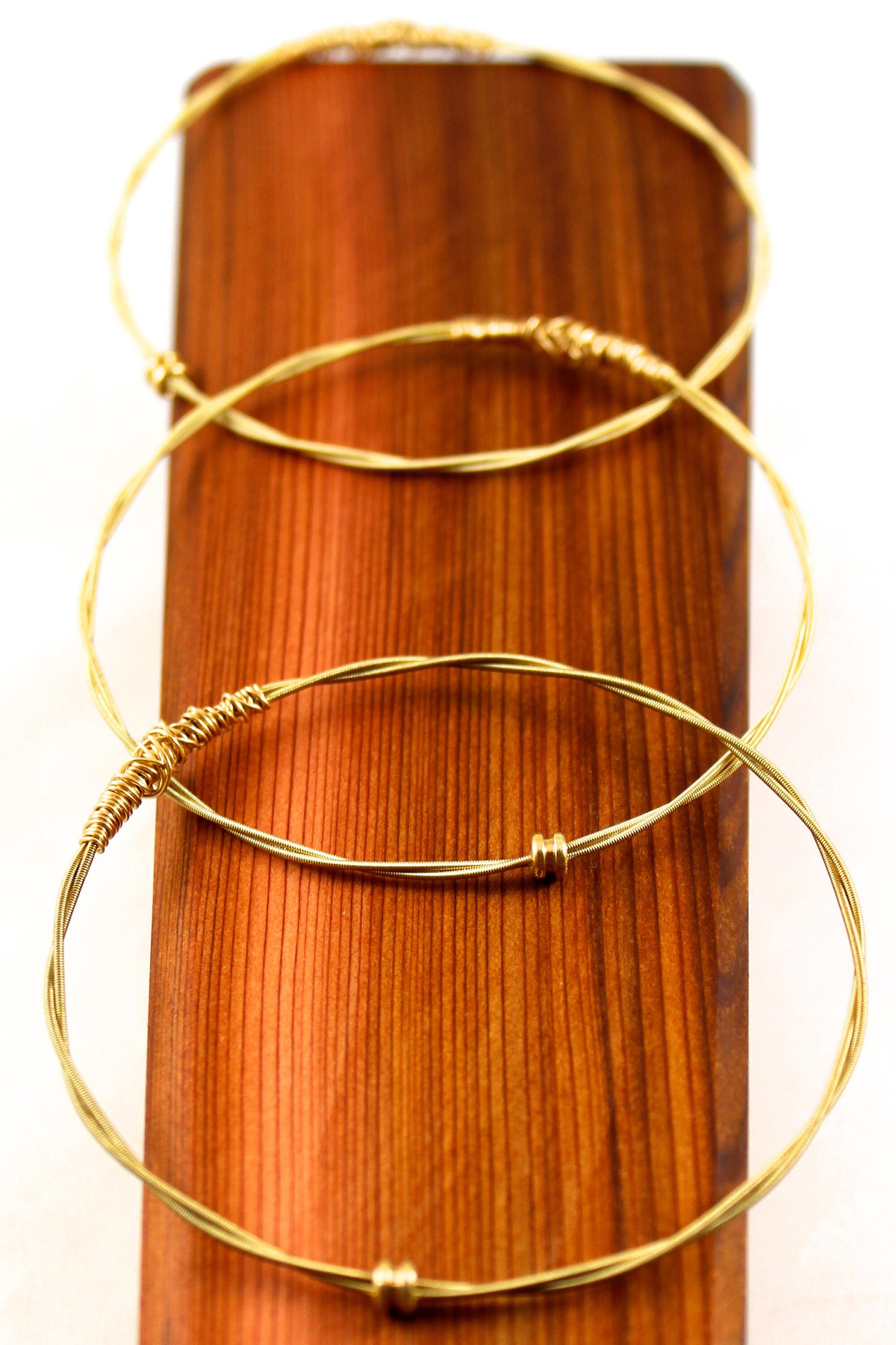 Recycled Guitar String Bangles-Choose Gold, Silver or Rose Gold- Upcycled, Eco-Friendly, Stackable Lightweight, Mix-n-Match