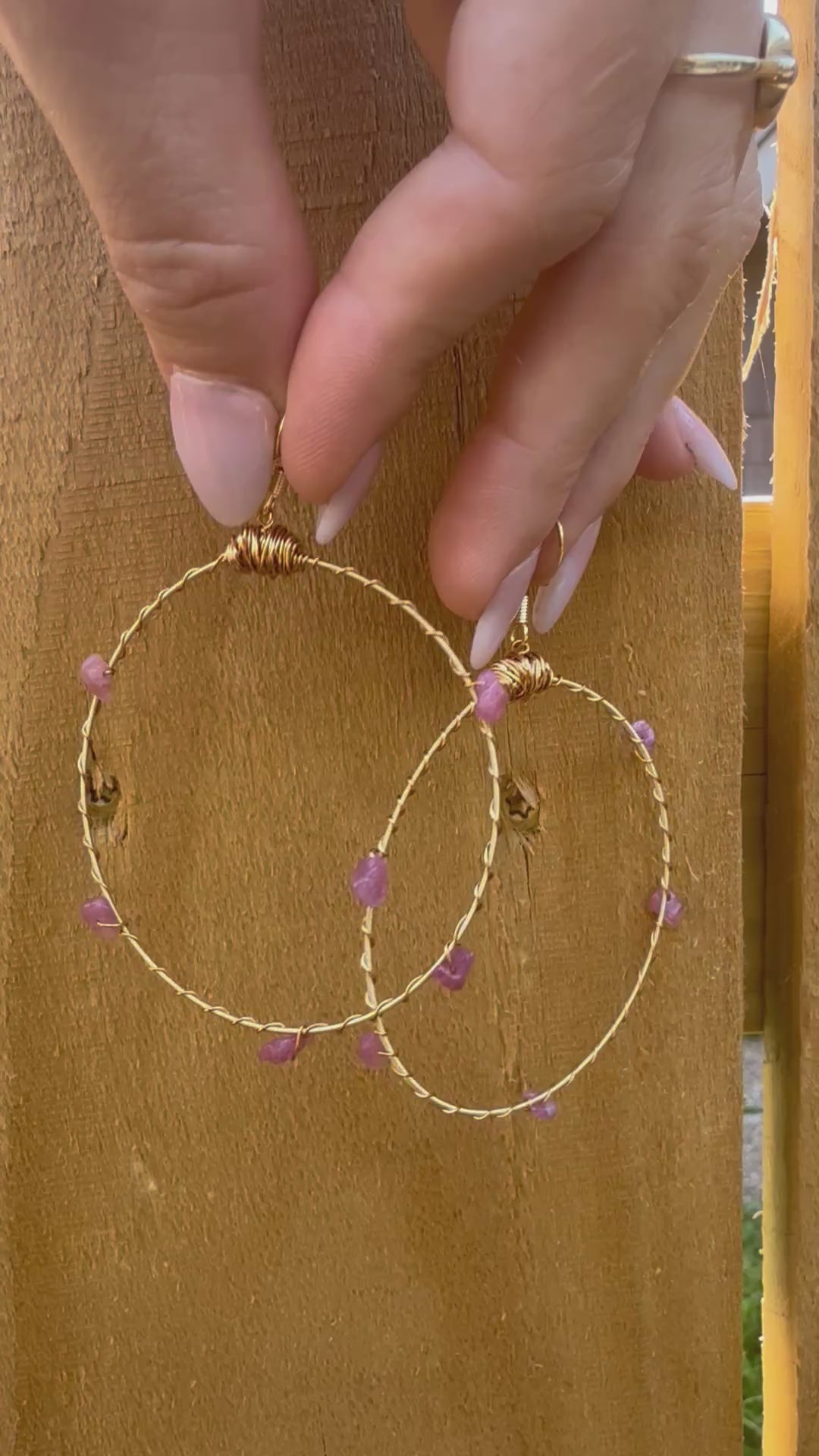 Gemstone Bangle Hoop Earrings