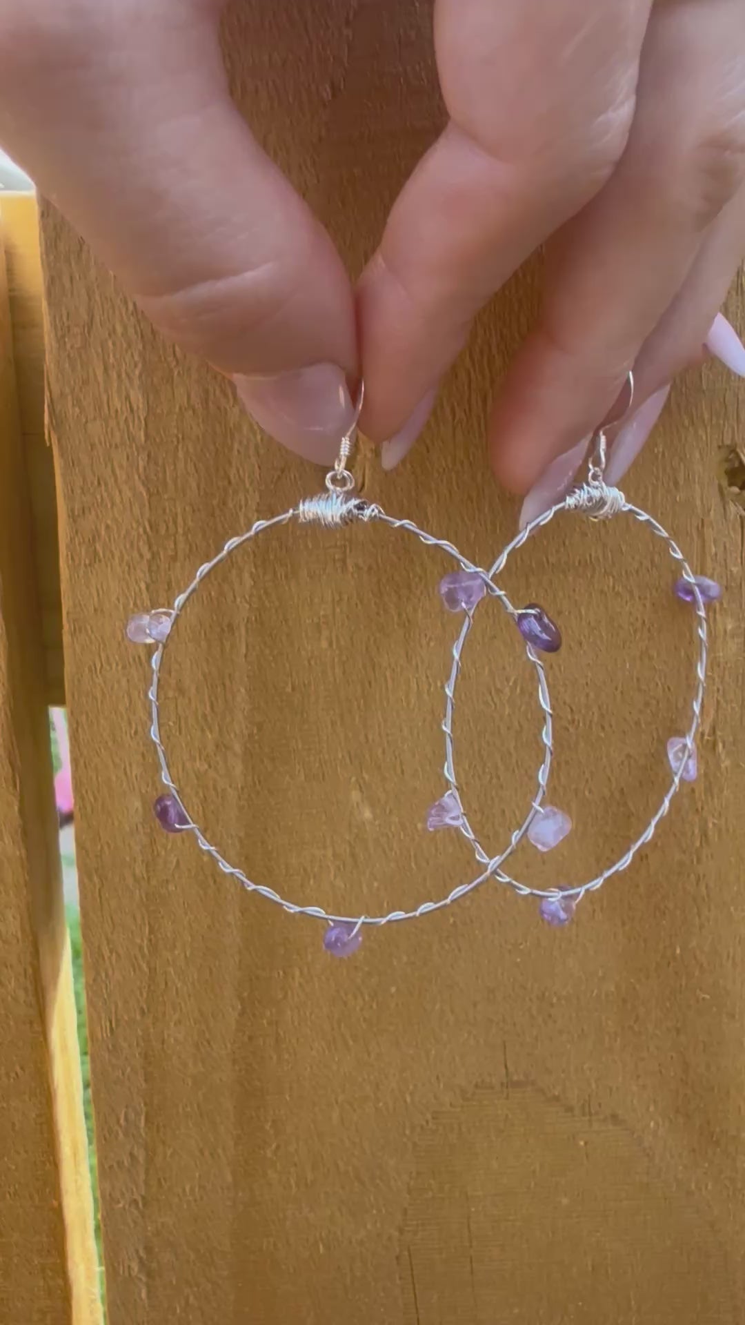 Gemstone Bangle Hoop Earrings