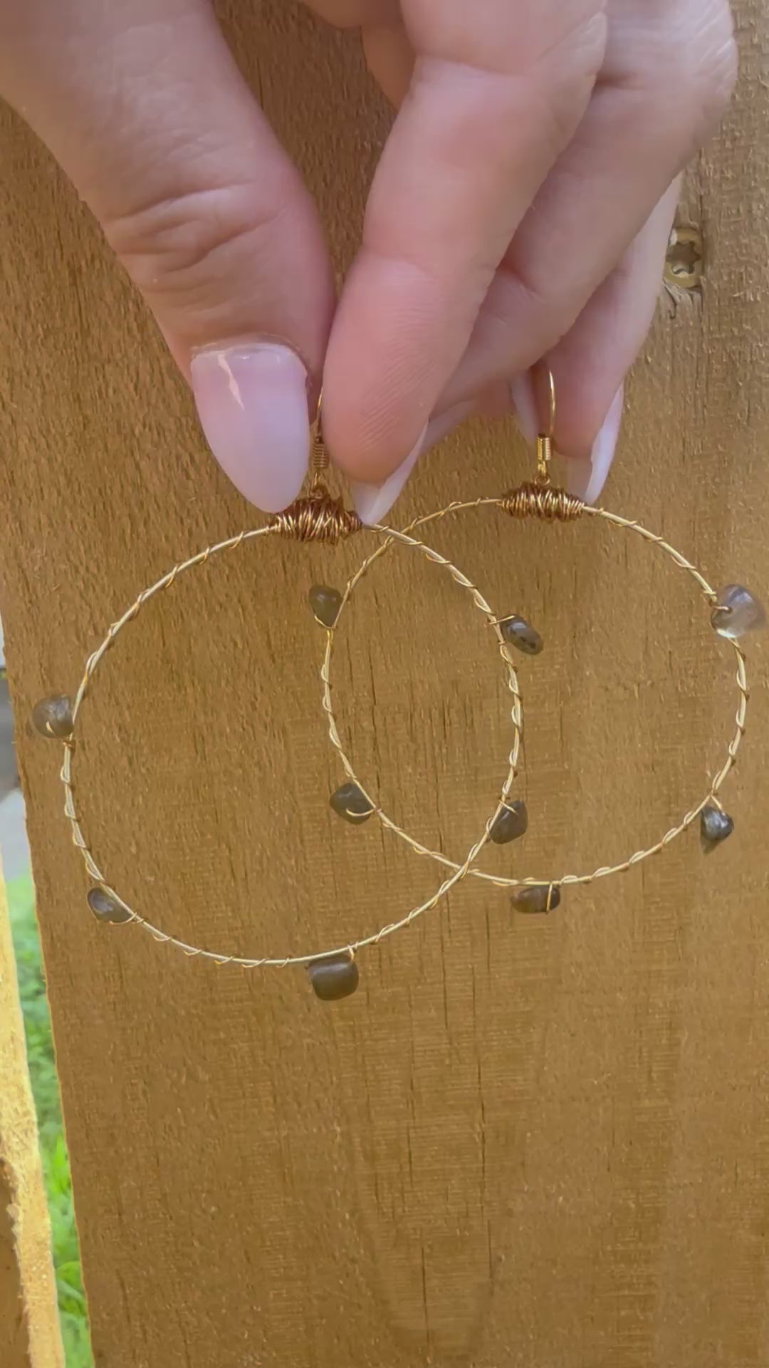Gemstone Bangle Hoop Earrings
